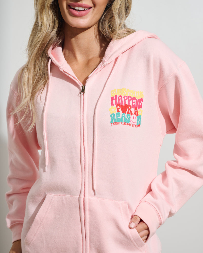 Everything Happens Zip Up Hoodie